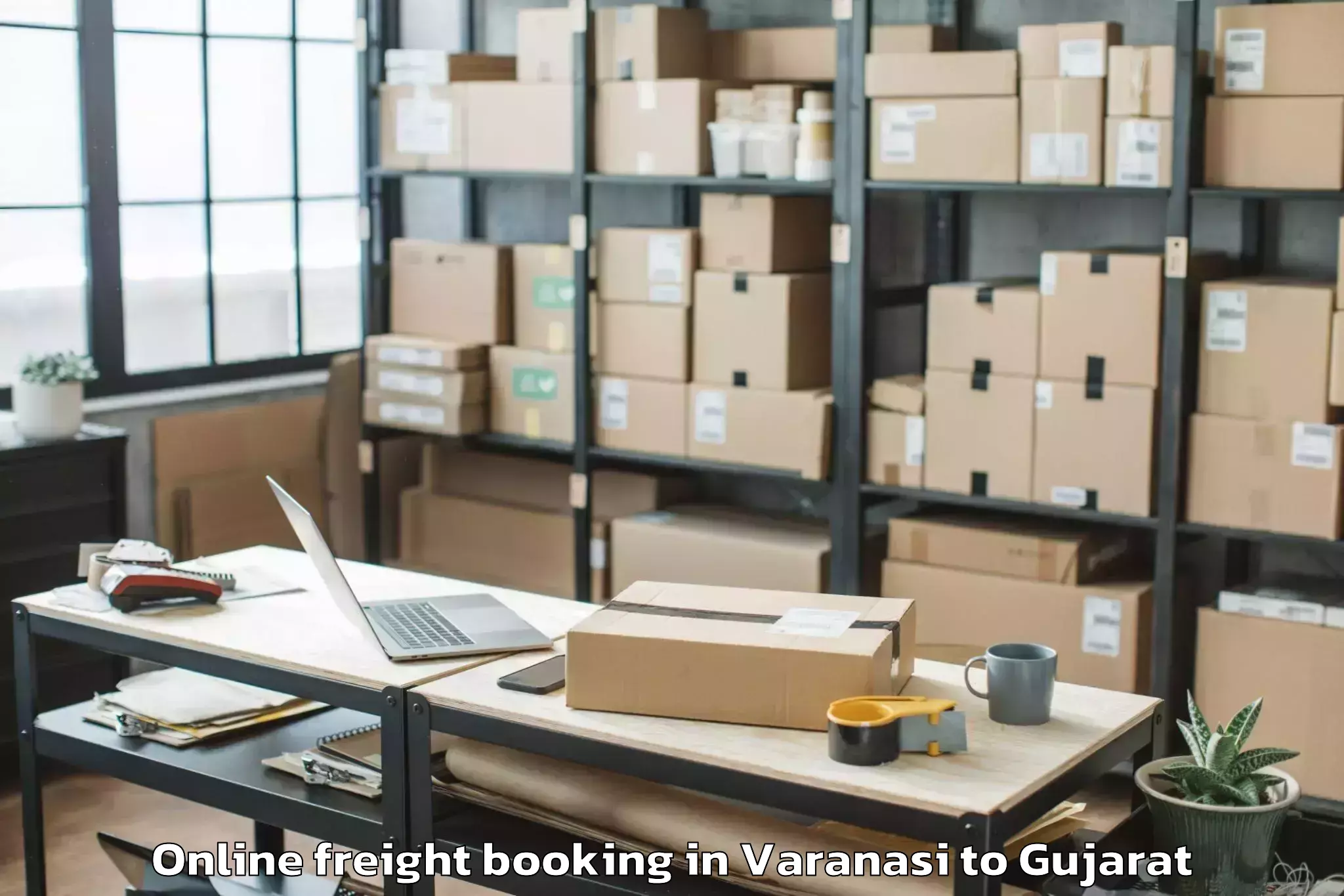 Top Varanasi to Paliyad Online Freight Booking Available